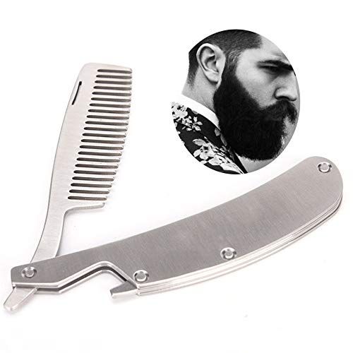 WYGC Combs Vouwbaard kam roestvrij staal multifunctionele flesopener zak kam met anti-statische voor kammen & kammen haar, baarden en snorren