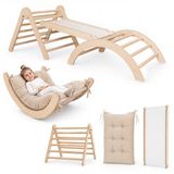 MAMOI® Leesframe, leeshoek, binnenruimte, 4-in-1 set. Montessori klimboog met kussentjes, binnenspeelruimte voor kinderen van 1-3 jaar en een glijbaan.
