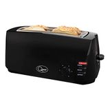Quest 4 Slice Toaster Zwart - Extra brede lange sleuven voor beschuitbollen en bagels - 6 standen - Opwarmen en ontdooien
