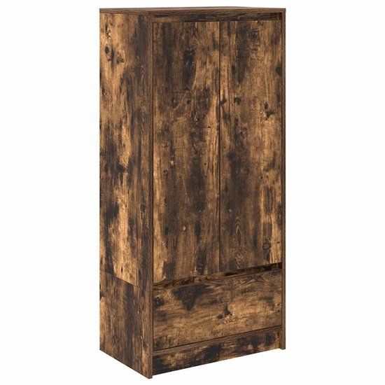 vidaXL - Kast - met - lade - 55,5x34x119,5 - cm - spaanplaat - gerookt - eikenkleurig