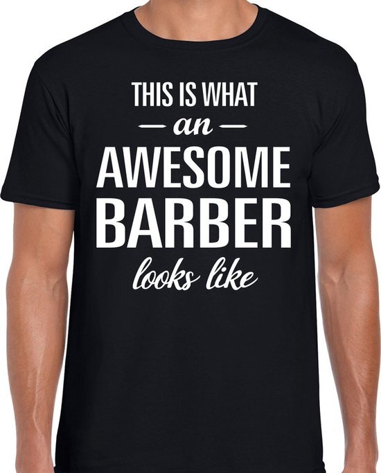 Bellatio Decorations Awesome barber / barbier cadeau t-shirt zwart heren 2XL