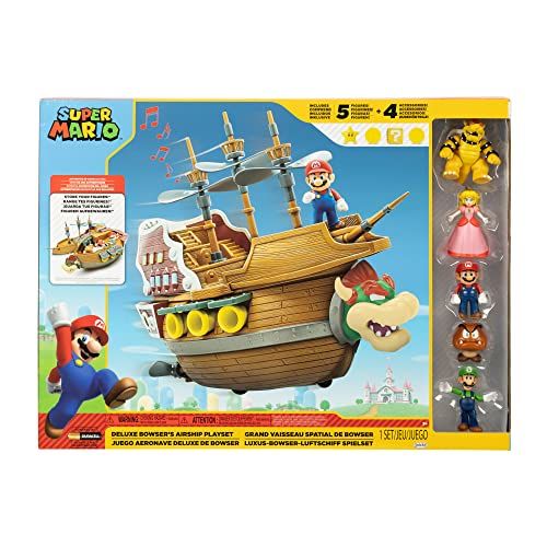 Nintendo Super Mario Deluxe speelset - Bowser´schip - incl. 5 figuren 6,5 cm & 4 accessoires