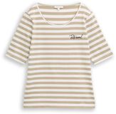Tom Tailor T-shirt met borduursel - Maat XL - olive white stripe