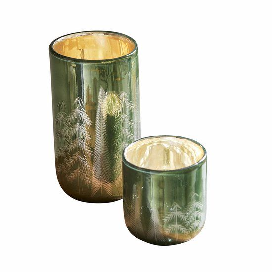 LOBERON Windlicht set van 2 Harifaz groen
