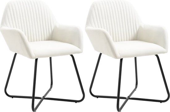 VidaXL Eetkamerstoelen 2 stuks stof crème