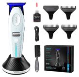 Tondeuse à barbe Tondeuse de finition - Rechargeable - 6 vitesses - Avec 3 sabots - Noir