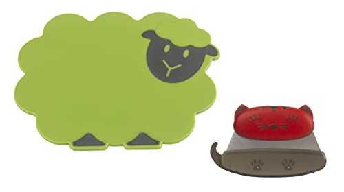 Kuhn Rikon Kinderkitchen Snijset 2 stuks, snijplank, hakmes, voor kinderen, met diermotieven