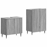 vidaXL - 2-delige - Badkamerkast - Set - ZWOLLE - Grijs - Sonoma - Bewerkt - hout