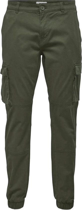 ONLY & SONS ONSCAM STAGE CARGO CUFF LIFE Heren Broek - Olive Night - Maat W30 X L32
