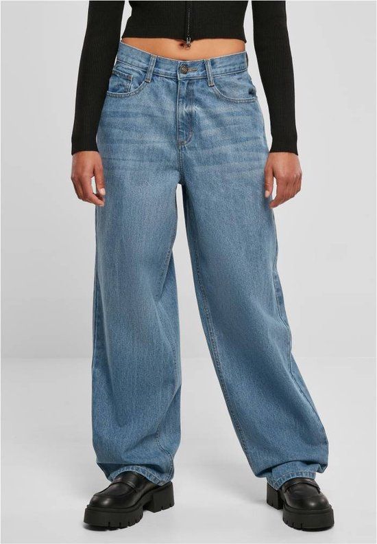Urban Classics High Waist 90´S Wide Leg Denim Broek - Blauw - Maat W32