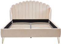 Vente-unique Bedframe fluweel beige 140 x 190 cm