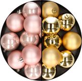 Kaemingk B.V. 24x pièces boules de Noël en plastique mélange de rose pâle et or 6 cm