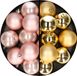 Merkloos / Sans marque Kaemingk B.V. 24x stuks kunststof kerstballen mix van lichtroze en goud 6 cm