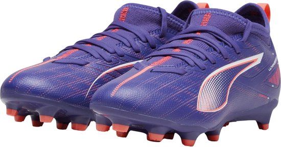 PUMA ULTRA 5 MATCH FG/AG Jr Voetbalschoenen - Lapis Lazuli-PUMA White-Sunset Glow - Maat 37