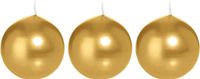 Trend Candles Bougeoir lisse - 3x - or - 8 cm - 25 heures de combustion - bougies rondes