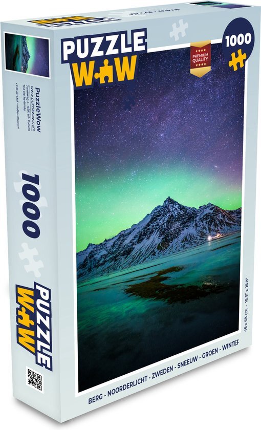 MuchoWow Puzzel Berg - Noorderlicht - Zweden - Sneeuw - Groen - Winter - Legpuzzel - Puzzel 1000 stukjes volwassenen - Sinterklaas cadeautjes - Sinterklaas voor grote kinderen