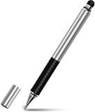 DrPhone SX Pro V7 Stylus Pen met Zijgrip + Disc Capacitief & Touch Stylus Rubber Punt - Universeel - Zilver