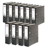 FALKEN 11346012 10 stuks Recycling Ordners Wolkenmarmer. Made in Germany. 8 cm breed DIN A4 zwart rug ringband map briefomslag kantoormap kartonnen map CO2 neutraal Blauwe Engel