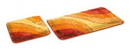 S&S-Shop Set de tapis de bain | Terracotta | Wave | 2 pièces | antidérapant | Tapis de toilette et tapis de bain