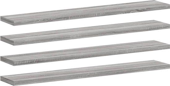 vidaXL Wandschappen 4 stuks 60x10x1,5 cm bewerkt hout grijs sonoma eiken