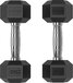 Focus Fitness Hexa Dumbbells - Set of 2 x 5kg - Black Rubber