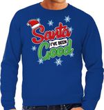 Bellatio Decorations Shoppartners Bv Foute Kersttrui / sweater - Santa I have been good - blauw voor heren - kerstkleding / kerst outfit XXL
