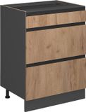 Vicco R-Line Keukenonderkast – 60 cm J-vorm, met laden, zonder werkblad Krachtige eik goud
