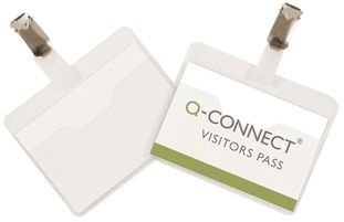 Q-CONNECT Badge with Clip - 90 x 60 mm - Box of 25 - White