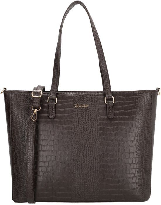 Charm London Midwood Shopper Tote Bag - 15.6 inch Laptop Compartment - Dark Brown