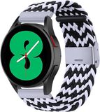 By Qubix - Braided nylon smartwatch bandje - Zwart / wit - gestreept - 20mm - Geschikt voor Garmin Forerunner 55 / 70 / 165 / 170 / 245 / 570 (42mm) / 645
