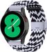 By Qubix - Braided nylon smartwatch bandje - Zwart / wit - gestreept - 20mm - Geschikt voor Garmin Forerunner 55 / 70 / 165 / 170 / 245 / 570 (42mm) / 645
