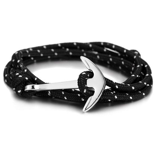 LGT JWLS Lookinggoodtoday Verzilverde Anker armband met polyester koord