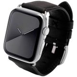 JT Berlin Wannsee armband voor Apple Watch 49 mm / 45 mm / 44 mm / 42 mm vervangende armband [Watch Ultra, Watch SE, Series 8/7/6/5/4/3/2/1, leer/Nytech, aluminium] zwart/zilver