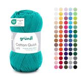 Grundl Gründl Cotton Quick wol voor breien en haken, 100% katoen, 1 bol van 50 g/125 m, haak-/breigaren, smaragdgroen