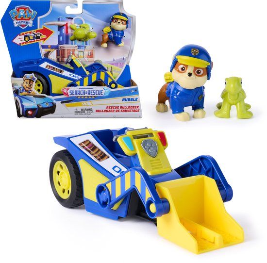 PAW Patrol - Search & Rescue - Rubble - Reddingsrecyclevoertuig met 2 figuren & terugtrekfunctie - Speelgoedvoertuigen