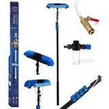 Nexxt Balai télescopique avec serpillière à essorage - Extensible 7m - Hauteur de travail jusqu'à 9m - Distributeur de savon intégré - Incl. tuyau d'eau 9m - Bleu