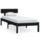 Syfax Bol Bedframe massief grenenhout zwart 90x190 cm