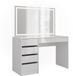Vicco Table de maquillage avec lumière Sherry, Blanc/Blanc Laqué brillant, 119,8 cm avec miroir LED