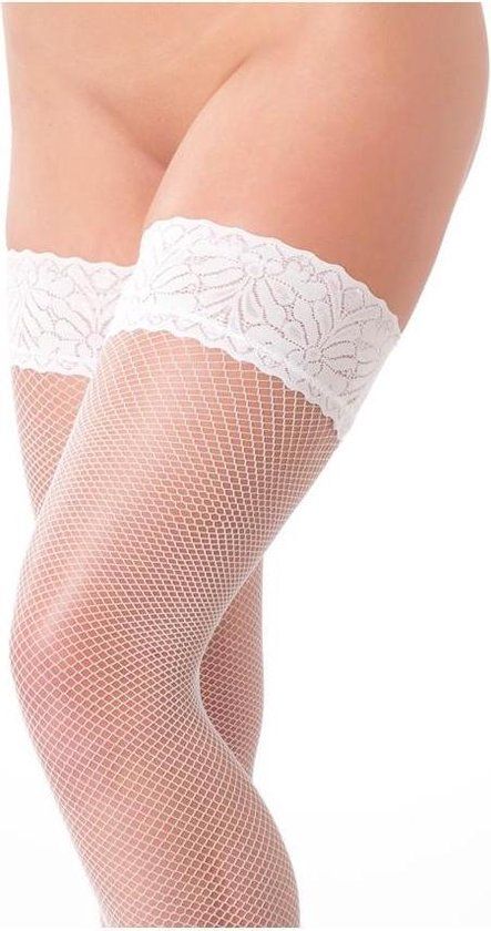 Rimba Amorable Hold-up Visnet Kousen - Wit - One Size