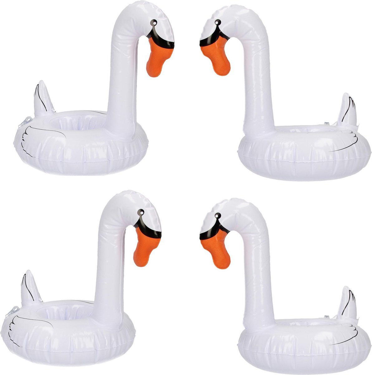 Swan Opblaasbare Zwaan Bekerhouder Set voor Bekers en Blikjes – 4 stuks – 18 x 10 x 10 cm | Opblaas Drankhouder | Opblaasartikel | Zwembadaccessoire | Drankhouders | Bekerhouders | Opblaasartikelen | Opblaasfiguur