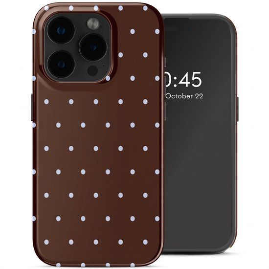 Selencia Hoesje - Geschikt voor Apple iPhone 15 Pro - Backcover - Happy Dots Chocolate
