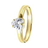 Lucardi Dames Ring met hartvormige zirkonia - Ring - Cadeau - 14 Karaat - Geelgoud
