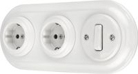SET PR1 Prise encastrée, interrupteur, triple, tout-en-un, blanc
