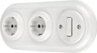 SET PR1 Prise encastrée, interrupteur, triple, tout-en-un, blanc