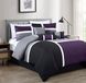 Chezmoi Collection Upland 7-delige gewatteerde patchwork beddengoed dekbed set, paars/zwart/grijs, queensize