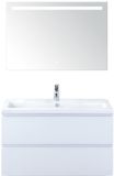BES LED Vogue Badmeubelset 100 cm - Greeplijst in Kleur - Wit Hoogglans - Keramische Wastafel Wit 1 Kraangat met Sence Spiegel