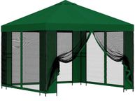 vidaXL Tuinpaviljoen met zijwanden, 3 x 3 meter, groen, polyester en staal