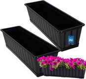 KOTARBAU® Balkonbak, Bloembak voor Balkon, Kunststof, 60 x 18 x 14 cm, Plantenbak, Antraciet, Plantenbak Balkon, met Schotel, Rechthoekig