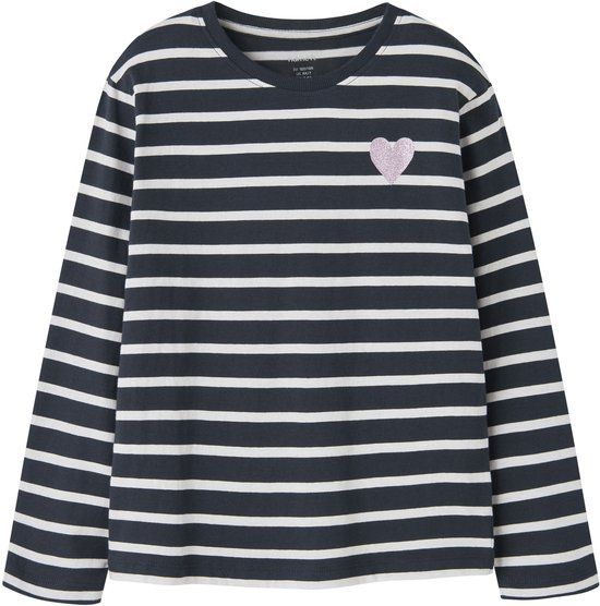 Name it Top Slim Fit gestreept katoen lange mouw ronde hals 122/128