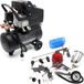 Wiltec - Kit compresseur d'air avec réservoir de 24 L – 540 X 260 X 600 mm – 1100 W 1,5 CV – 206 L/min – Outil d'atelier mobile avec roues et poignée – Avec 13 accessoires